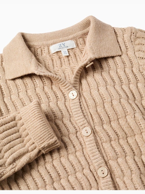 Cardigan en maille torsadée et ajourée - Kiabi