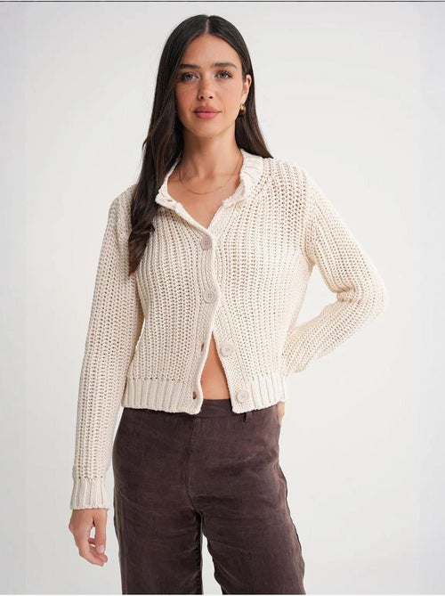 Cardigan en tricot côtelé texturé avec boutons mixray - Kiabi Cardigan en tricot côtelé texturé avec boutons mixray - Kiabi