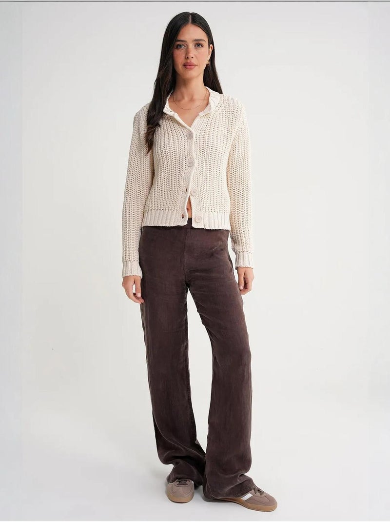 Cardigan en tricot côtelé texturé avec boutons mixray Ivoire - Kiabi