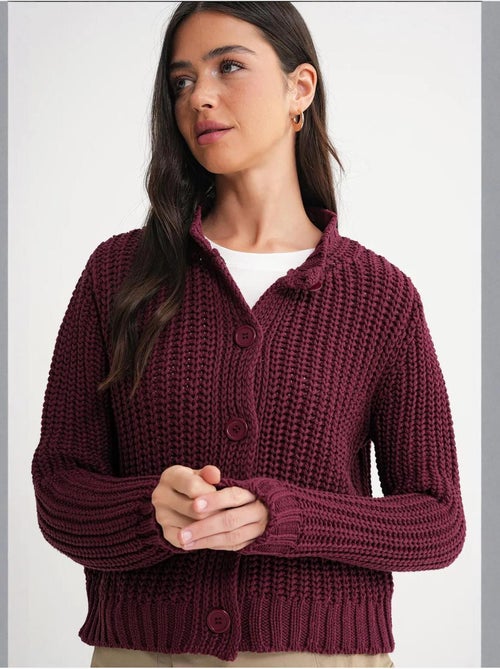 Cardigan en tricot côtelé texturé avec boutons mixray - Kiabi Cardigan en tricot côtelé texturé avec boutons mixray - Kiabi