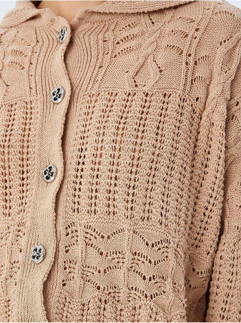 Cardigan en tricot texturé avec fermeture à boutons mixray Beige argile - Kiabi