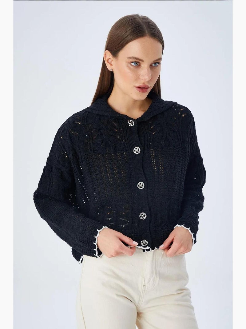 Cardigan en tricot texturé avec fermeture à boutons mixray Noir - Kiabi