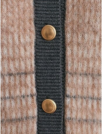 Cardigan jacquard à carreaux et col rond dilvin