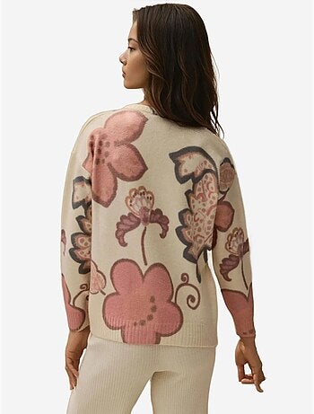 Cardigan jacquard à fleurs