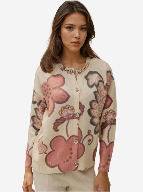 Cardigan jacquard à fleurs - Kiabi Cardigan jacquard à fleurs - Kiabi