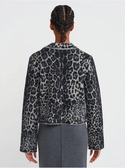 Cardigan jacquard léopard boutonné dilvin - Kiabi Cardigan jacquard léopard boutonné dilvin - Kiabi