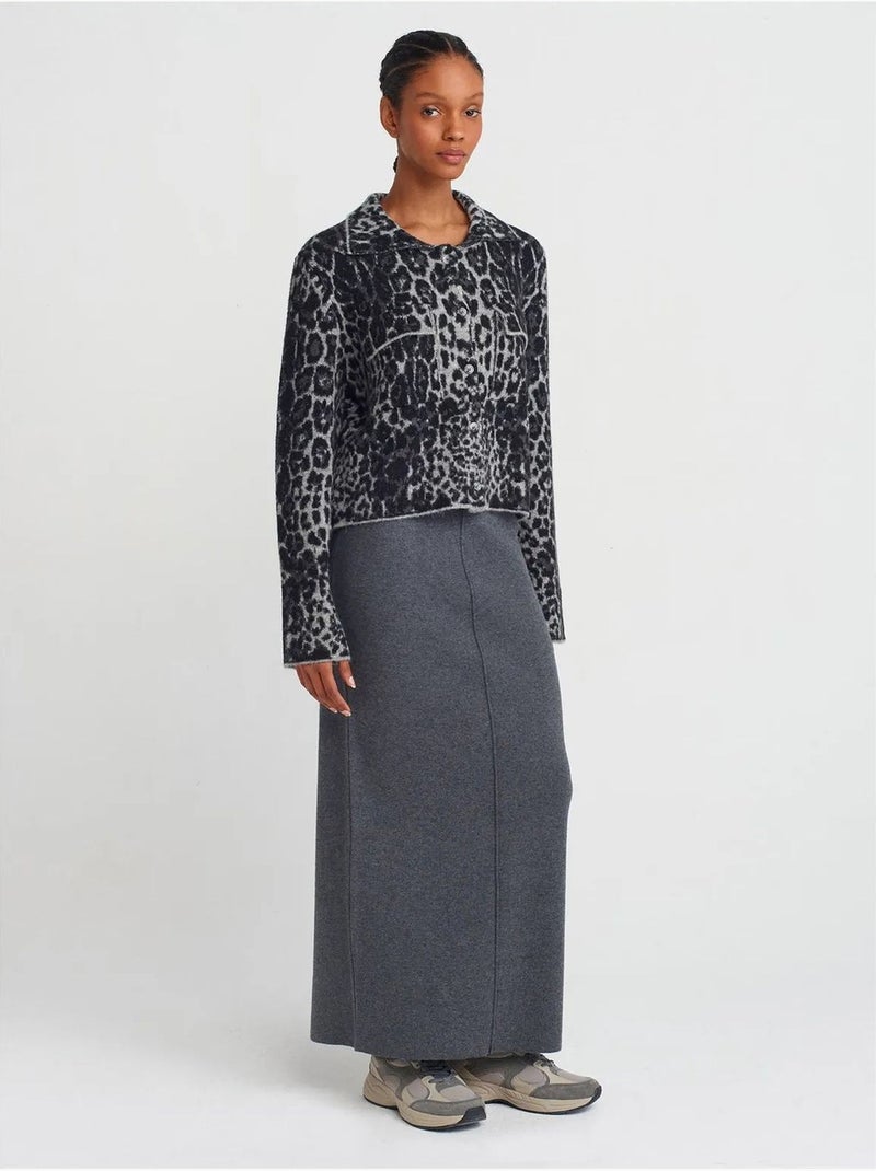 Cardigan jacquard léopard boutonné dilvin Multicolore - Kiabi