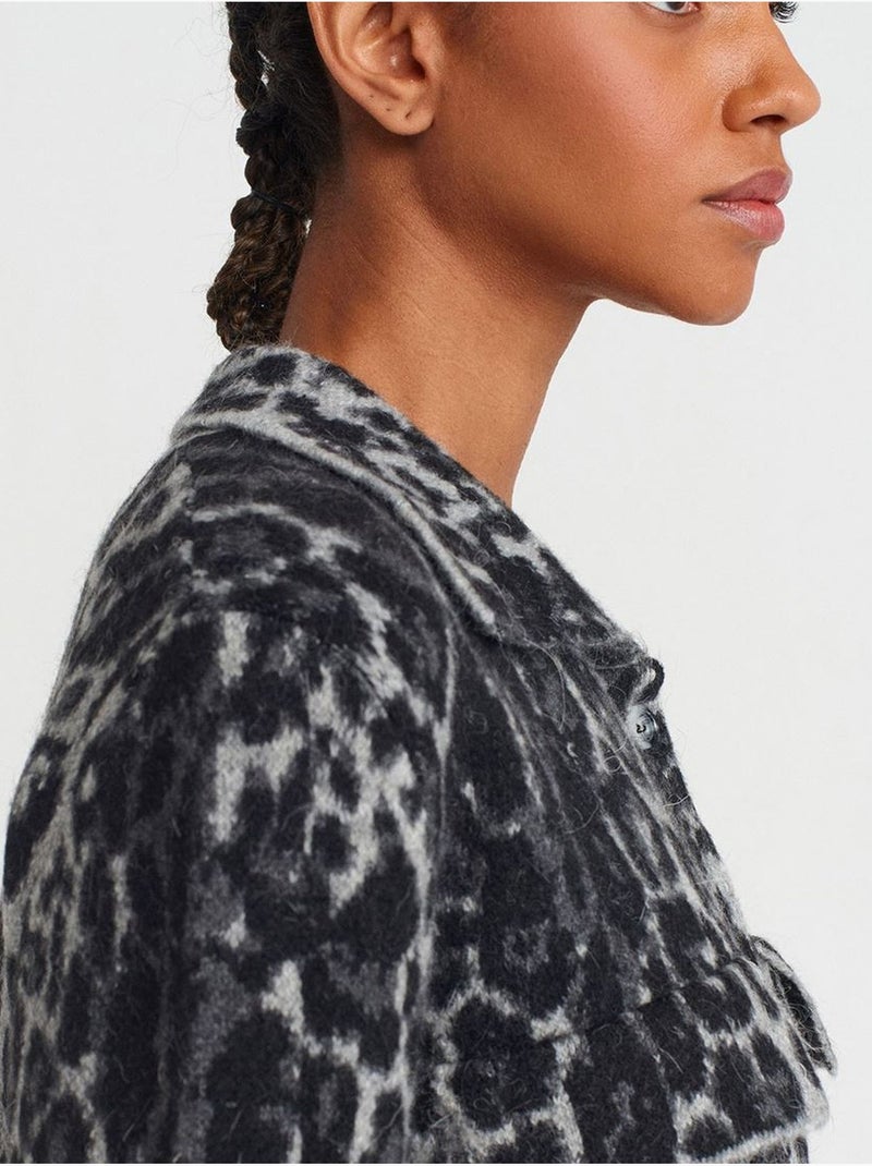 Cardigan jacquard léopard boutonné dilvin Multicolore - Kiabi
