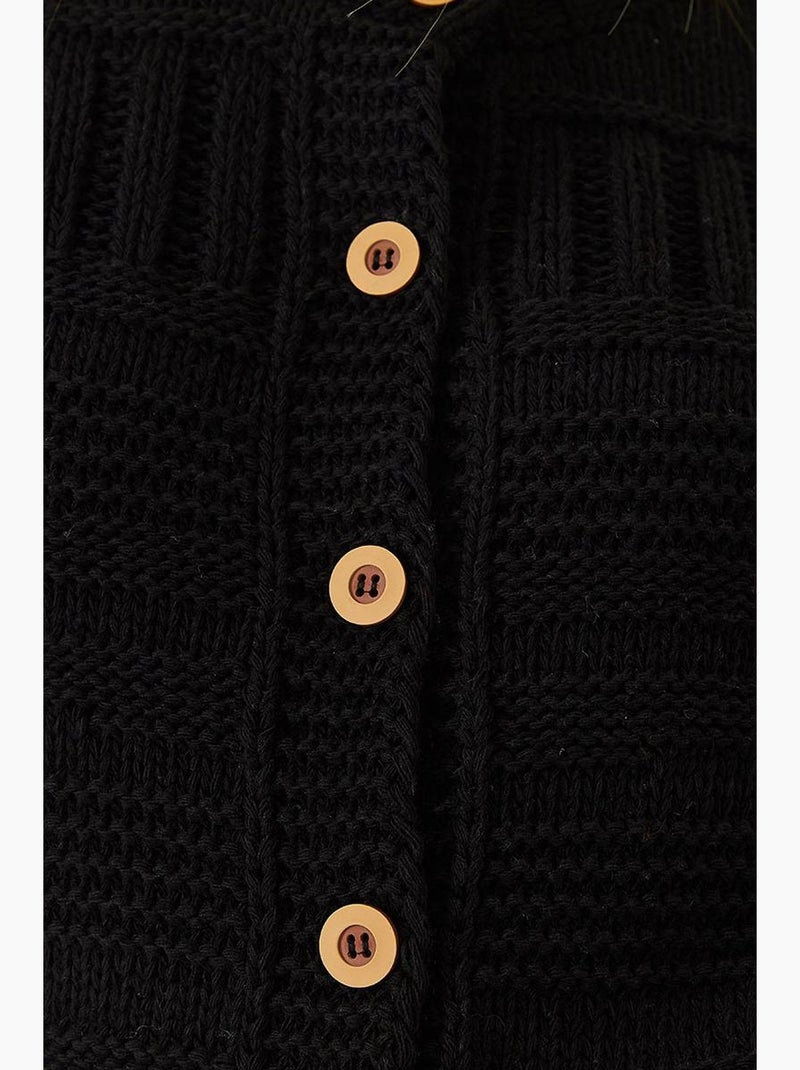 Cardigan met knopen en ronde hals lucci Zwart - Kiabi