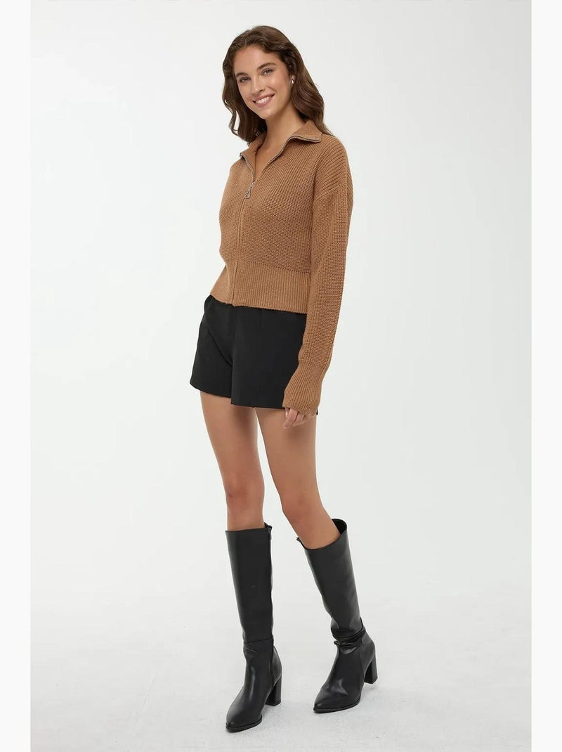 Cardigan met rits hiccup Bruin - Kiabi