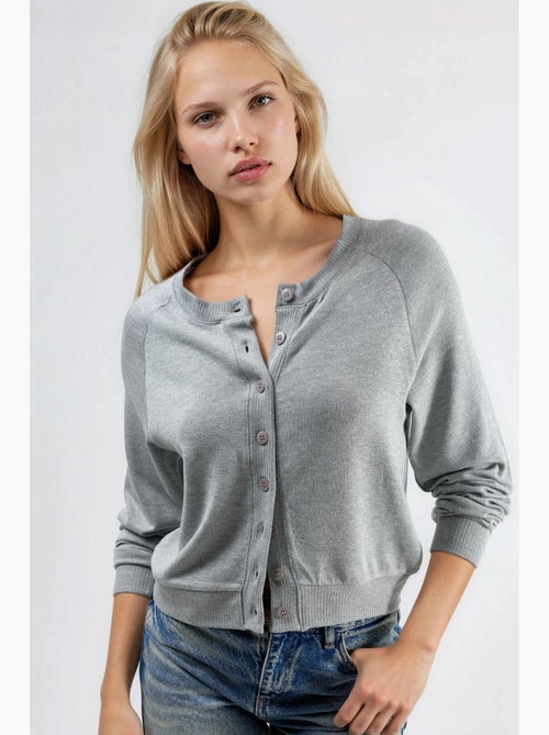 Cardigan met ronde hals en knopen busem - Kiabi