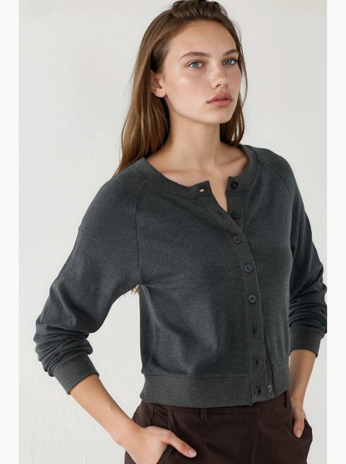 Cardigan met ronde hals en knopen busem - Kiabi