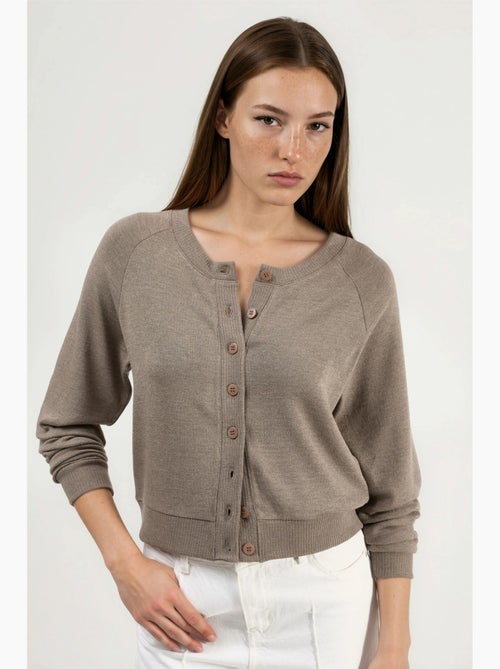 Cardigan met ronde hals en knopen busem - Kiabi