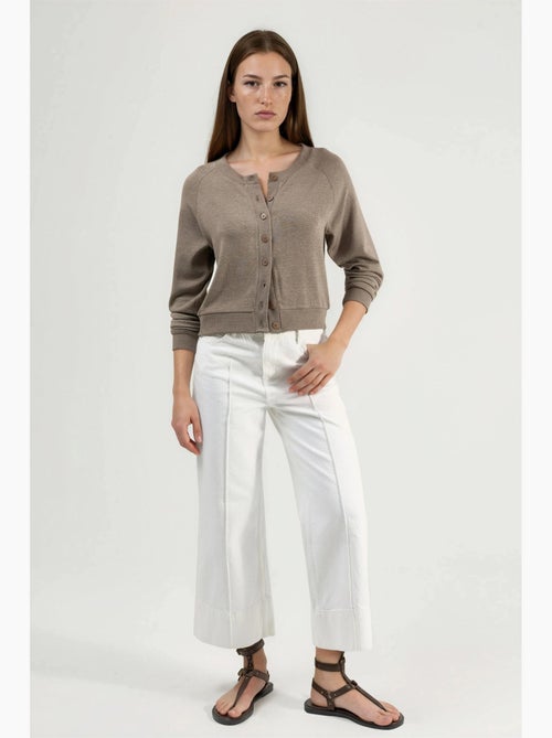 Cardigan met ronde hals en knopen busem - Kiabi
