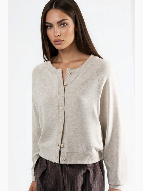 Cardigan met ronde hals en knopen busem - Kiabi