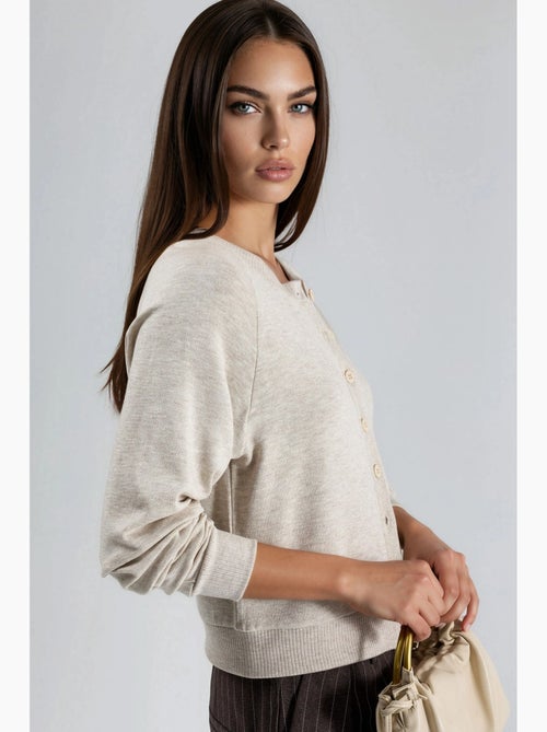 Cardigan met ronde hals en knopen busem - Kiabi
