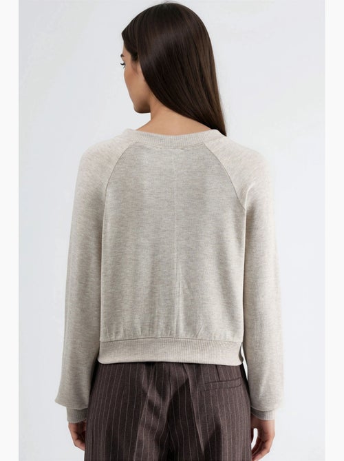 Cardigan met ronde hals en knopen busem - Kiabi