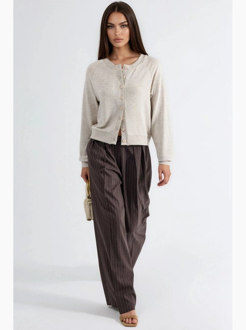 Cardigan met ronde hals en knopen busem - Kiabi