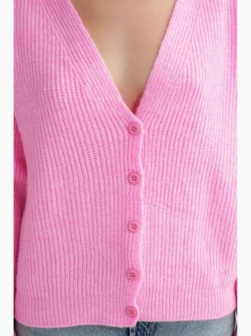 Cardigan met textuur, v-hals en knopen mixray - Kiabi Cardigan met textuur, v-hals en knopen mixray - Kiabi