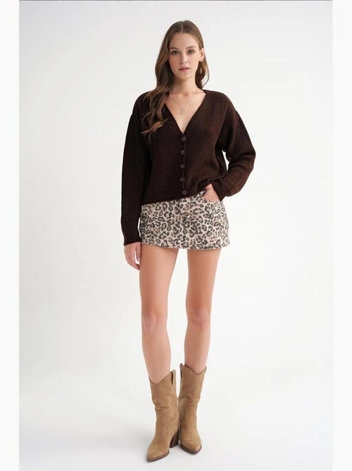 Cardigan met textuur, v-hals en knopen mixray - Kiabi Cardigan met textuur, v-hals en knopen mixray - Kiabi
