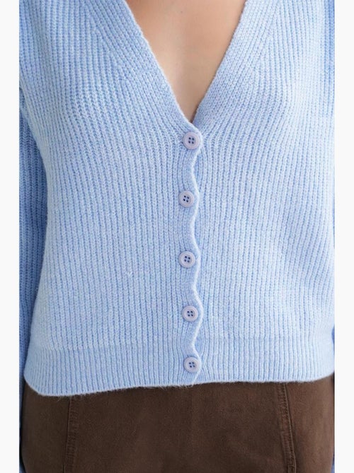 Cardigan met textuur, v-hals en knopen mixray - Kiabi Cardigan met textuur, v-hals en knopen mixray - Kiabi