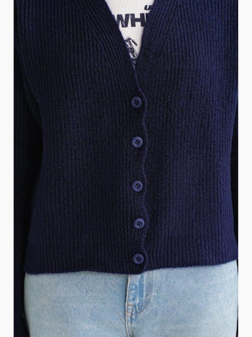 Cardigan met textuur, v-hals en knopen mixray - Kiabi Cardigan met textuur, v-hals en knopen mixray - Kiabi
