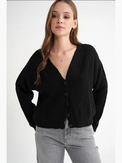 Cardigan met textuur, v-hals en knopen mixray - Kiabi