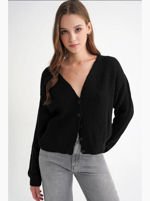 Cardigan met textuur, v-hals en knopen mixray - Kiabi