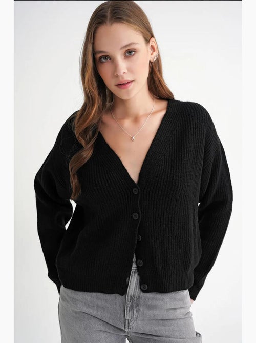 Cardigan met textuur, v-hals en knopen mixray - Kiabi