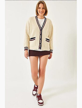 Cardigan rayé en maille thessalonique lucci