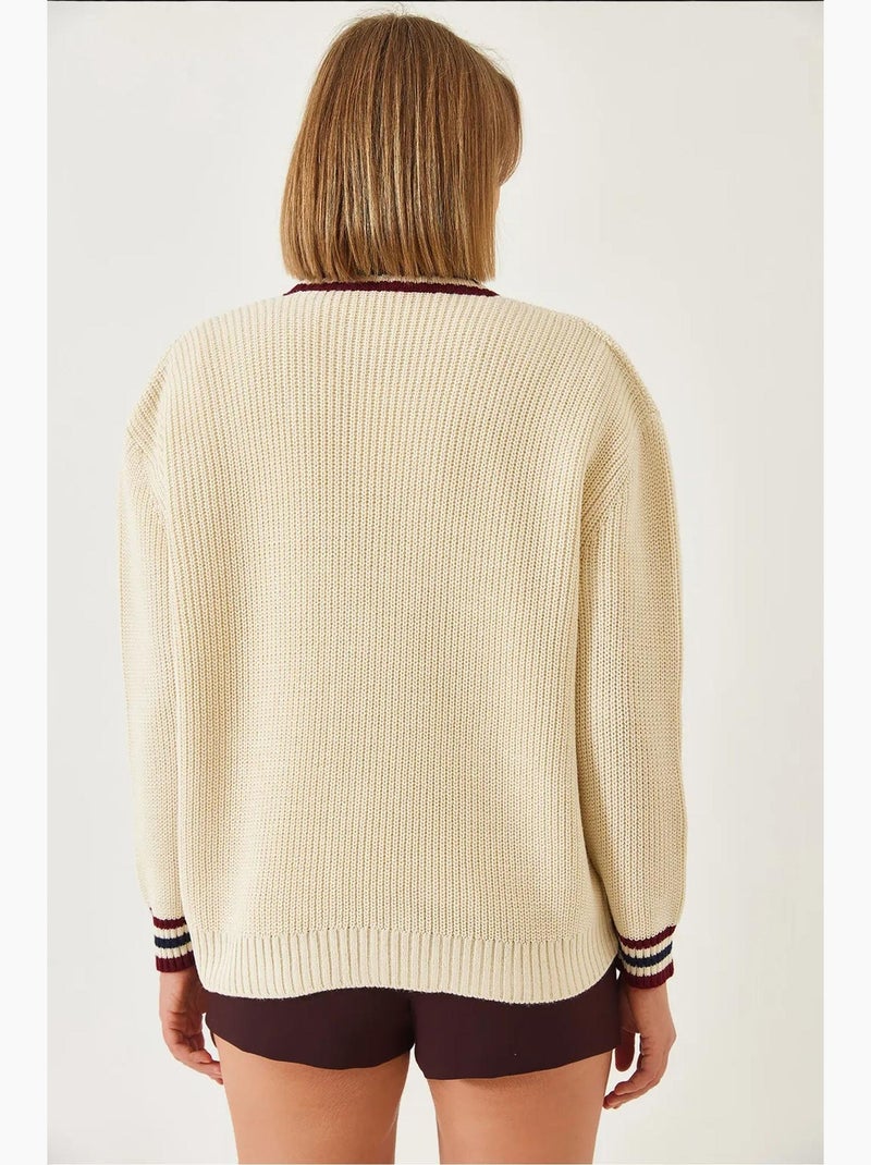 Cardigan rayé en maille thessalonique lucci Beige argile - Kiabi