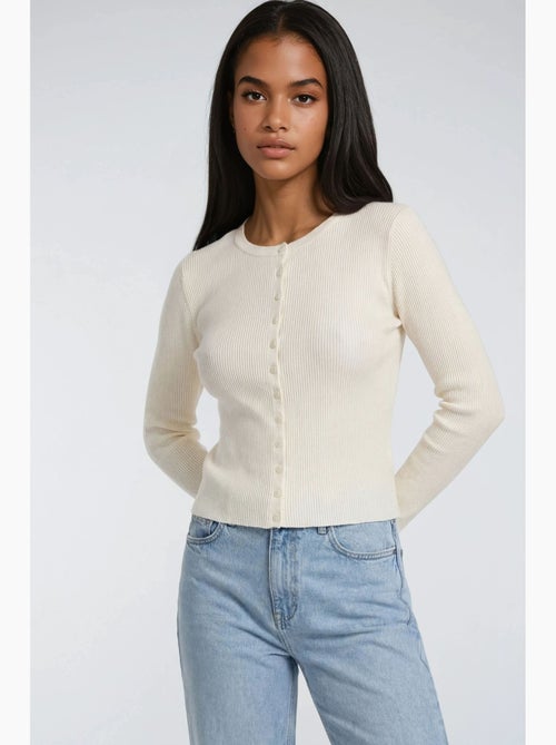Cardigan slim fit en maille côtelée avec fermeture à boutons mixray - Kiabi Cardigan slim fit en maille côtelée avec fermeture à boutons mixray - Kiabi