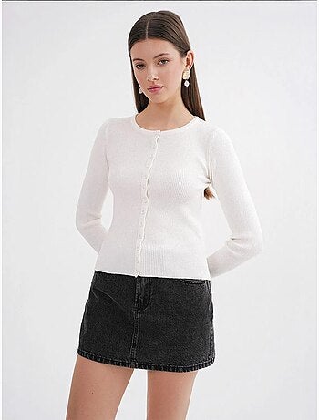 Cardigan slim fit en maille côtelée avec fermeture à boutons mixray