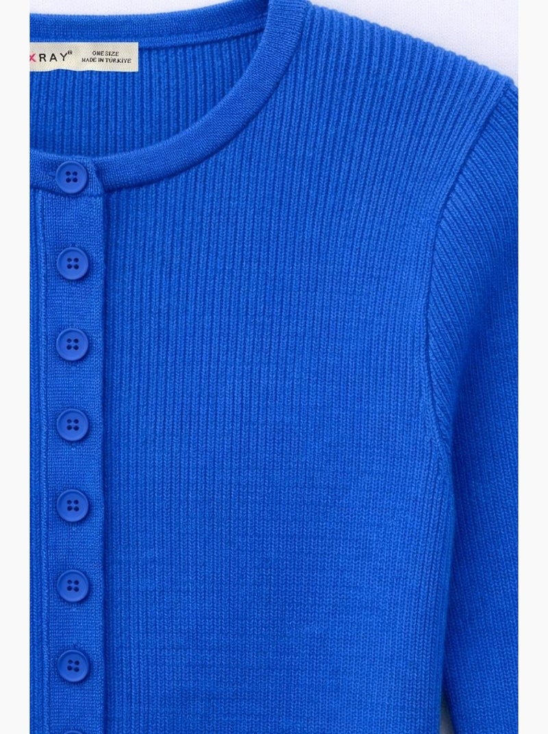 Cardigan slim fit en maille côtelée avec fermeture à boutons mixray Bleu cobalt - Kiabi