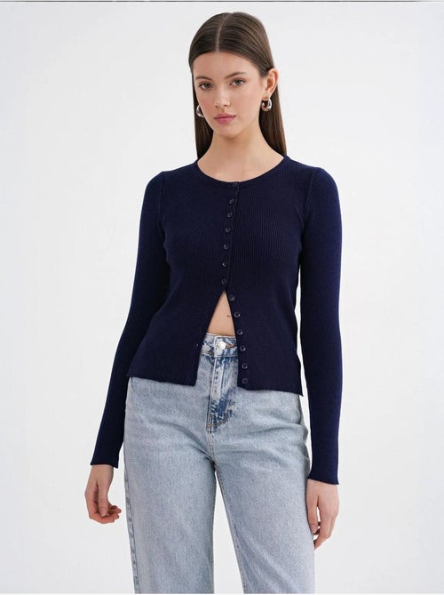 Cardigan slim fit en maille côtelée avec fermeture à boutons mixray - Kiabi Cardigan slim fit en maille côtelée avec fermeture à boutons mixray - Kiabi