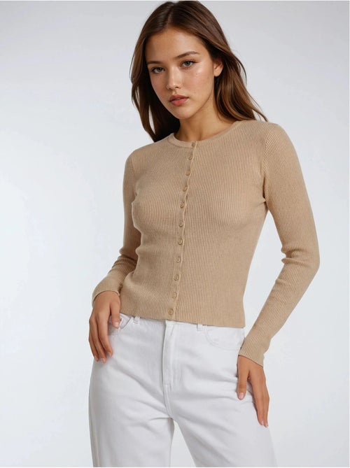 Cardigan slim fit en maille côtelée avec fermeture à boutons mixray - Kiabi Cardigan slim fit en maille côtelée avec fermeture à boutons mixray - Kiabi