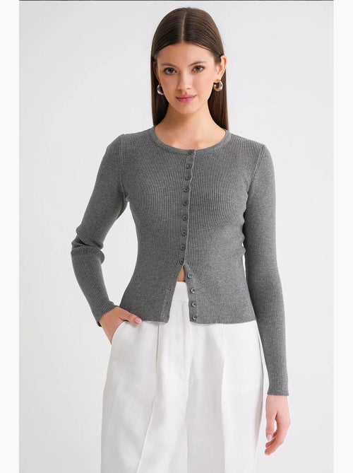 Cardigan slim fit en maille côtelée avec fermeture à boutons mixray - Kiabi Cardigan slim fit en maille côtelée avec fermeture à boutons mixray - Kiabi