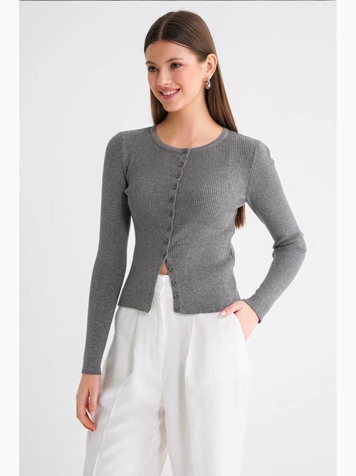Cardigan slim fit en maille côtelée avec fermeture à boutons mixray - Kiabi Cardigan slim fit en maille côtelée avec fermeture à boutons mixray - Kiabi