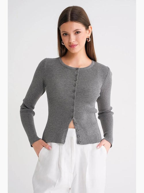 Cardigan slim fit en maille côtelée avec fermeture à boutons mixray - Kiabi Cardigan slim fit en maille côtelée avec fermeture à boutons mixray - Kiabi