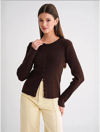 Cardigan slim fit en maille côtelée avec fermeture à boutons mixray