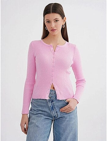 Cardigan slim fit en maille côtelée avec fermeture à boutons mixray