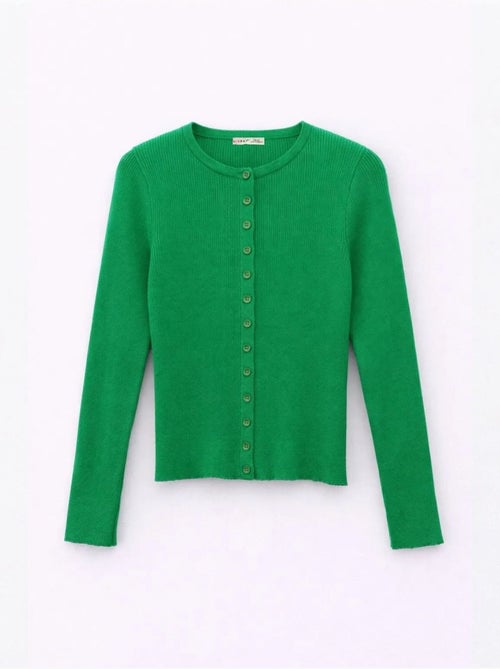Cardigan slim fit en maille côtelée avec fermeture à boutons mixray - Kiabi