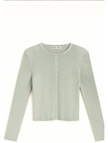 Cardigan slim fit en maille côtelée avec fermeture à boutons mixray