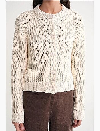 Cardigan van geribde, getextureerde brei met knopen mixray