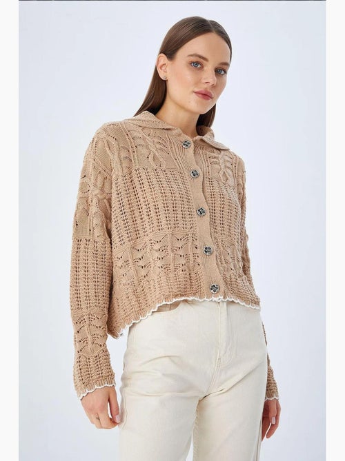 Cardigan van getextureerd breiwerk met knoopsluiting mixray - Kiabi Cardigan van getextureerd breiwerk met knoopsluiting mixray - Kiabi