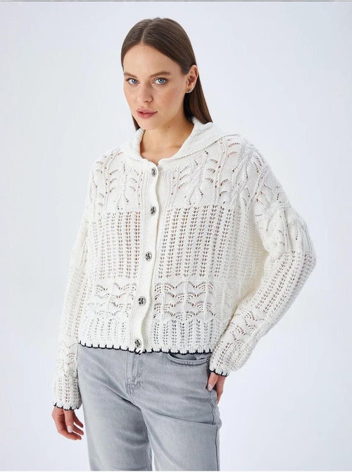 Cardigan van getextureerd breiwerk met knoopsluiting mixray - Kiabi Cardigan van getextureerd breiwerk met knoopsluiting mixray - Kiabi