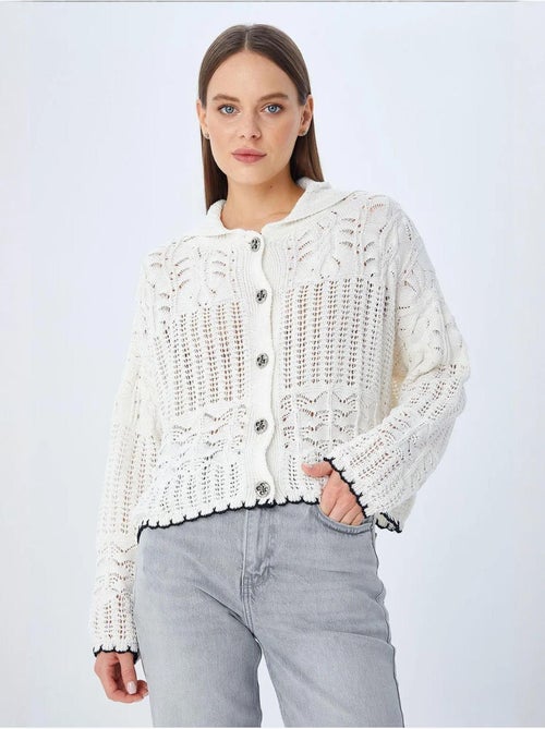 Cardigan van getextureerd breiwerk met knoopsluiting mixray - Kiabi Cardigan van getextureerd breiwerk met knoopsluiting mixray - Kiabi