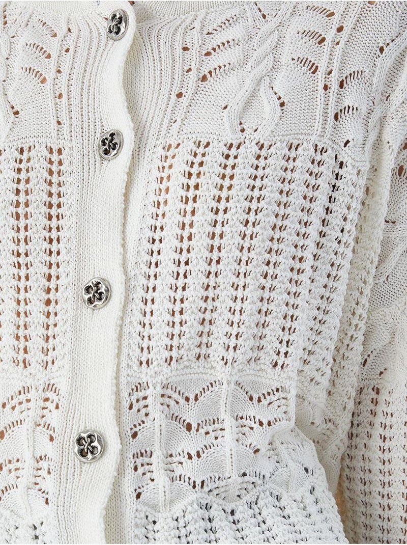 Cardigan van getextureerd breiwerk met knoopsluiting mixray Zand - Kiabi