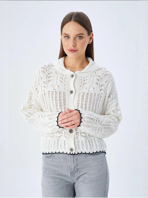 Cardigan van getextureerd breiwerk met knoopsluiting mixray - Kiabi Cardigan van getextureerd breiwerk met knoopsluiting mixray - Kiabi