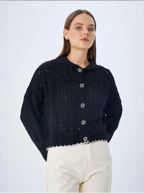 Cardigan van getextureerd breiwerk met knoopsluiting mixray - Kiabi Cardigan van getextureerd breiwerk met knoopsluiting mixray - Kiabi
